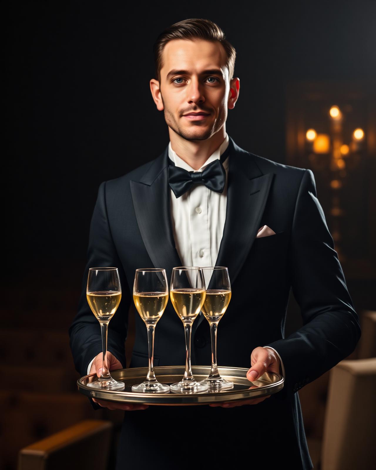 Professional waiter serving guests